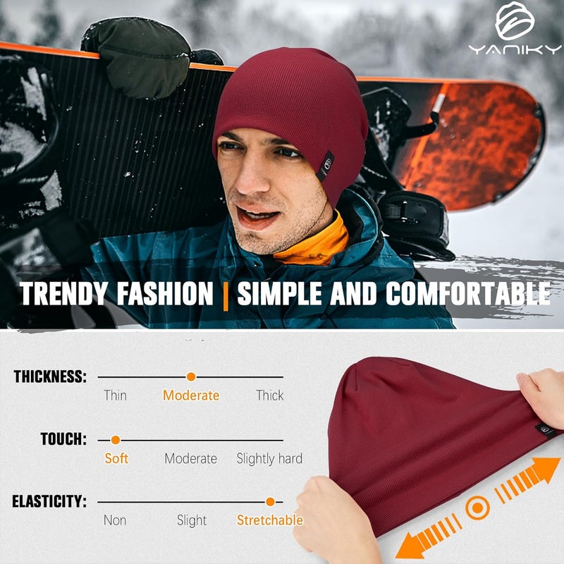 YANIKY Slouchy Beanie for Women, Mens Soft Cotton Beanie Hat, Double Layer Windproof Skull Cap for All Seasons - Image 4